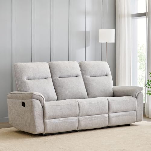 Image of Home Centre | Artise 3-Seater Fabric Recliner | Recliner Sofa for Living Room | Solid Wood | Grey | 1 Year Warranty