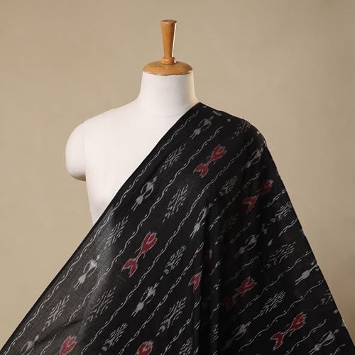 Image of Premium Sambalpuri Ikat Weave Pure Handloom Cotton Shirt Fabric Authentic Odisha Traditional Tie-Dye Craft, Soft Breathable Natural Cotton Material for Custom Tailoring, Casual & Formal Wear