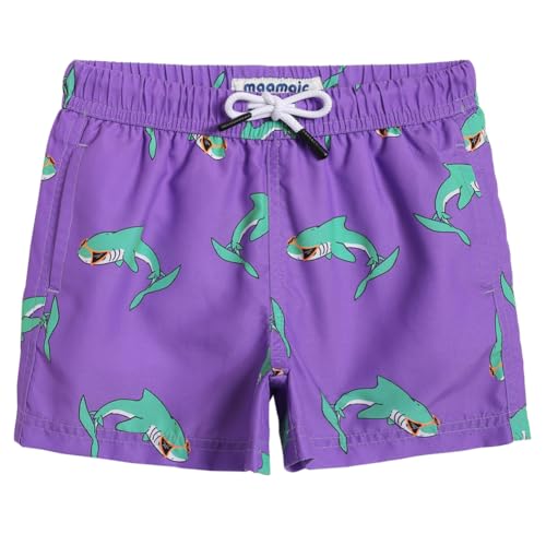 maamgic Swim Trunks Boys Quick Dry Toddler Bathing Suits for Kids Swimsuit Above The Knee Boys Swim Shorts Sunglasses Shark Purple 2T