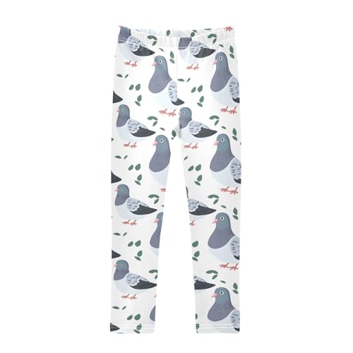 Pigeon Leaf Pattern Girls Leggings Soft Stretch Workout Yoga Dance Pants for Kids Casual Tights
