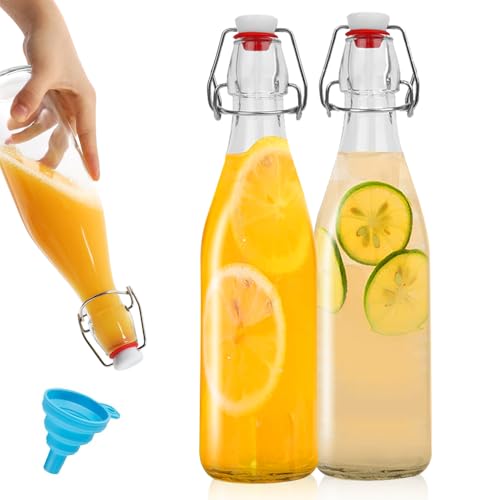 Consejos para Comprar Botellas los más recomendados. 48 Juego de 2 Botella (1000ml) de Vidrio Transparente con Tapón Abatible y Botellas de Vidrio para Elaboración Casera, Cerveza, Kombucha, Kefir, Extracto de Vainilla