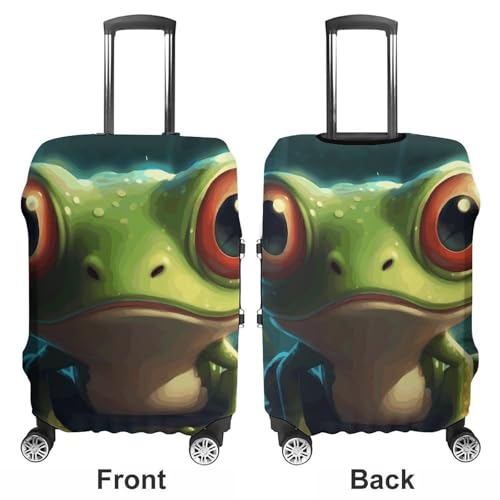 Cartoon Frog Luggage Cover, Washable Elastic Suitcase Cover Protector Fit 18-32 Inch Luggage3
