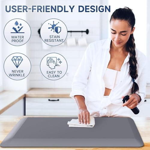 Image of StepRite 4 /5 Inch Thick Kitchen Mat Anti Fatigue Mat Kitchen Rugs Kitchen Decor Non-Slip, Stain & Water Resistant, Kitchen Mats Desk Mat for Kitchen, Office, Workshop, Grey, 17'' x 28''
