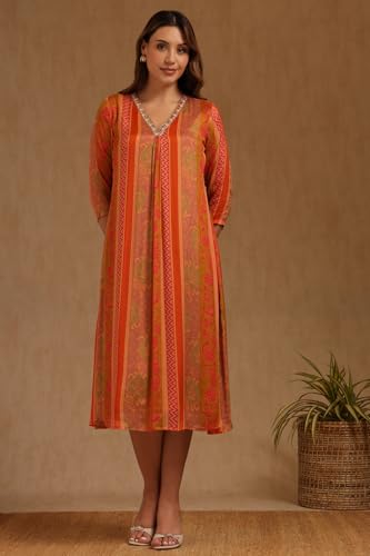 Robe longue Chinon en tissu fluide orange Soch taille L - 6