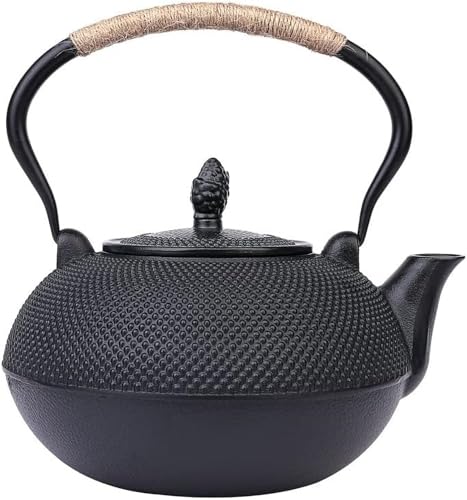 SoolKool 鉄瓶 鉄やかん 南部鉄器 やかん 南部鉄瓶 急須 フライパン 麦茶ポット やかん 直火可 大容量 手提げの麻ひもでやけどを防ぎます 鉄分補給 鋳物 対応 ih おしゃれ 茶道 伝統工芸品 (3.0L)
