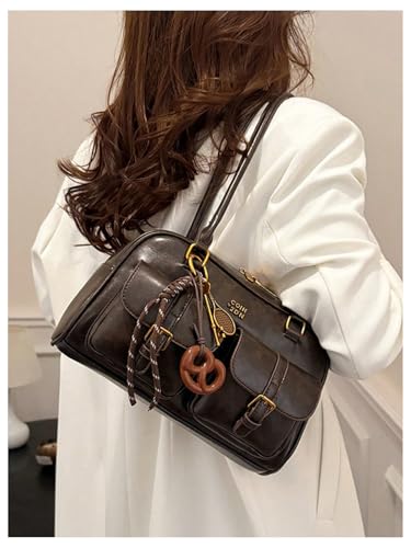 SHENHE Women's PU Leather Shoulder Bag Top Handle Y2k Handbag Purse Boston Bowler Bag for Travel4