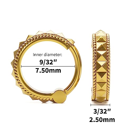 Pyramid Nose Ring Hoop, Nose Clicker Hoop, Geometric Nose Ring, Handmade Edgy Body Jewelry By Umanative Design (18K Gold Vermeil) #TOP2