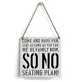 ウェディングシート 木製サイン ホームウェディング 壁装飾 7 x 7インチ Come and Have Fun Stay as Long as You Can 木製 素朴な吊り下げサイン