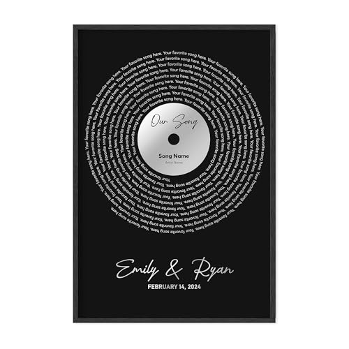 Personalized Song Lyrics Poster - Customized Vinyl Record Print, Your Favorite Song Lyric in Record Shape Gift for Couples Anniversary Wedding, Valentines Gift for Wife Husband