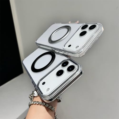 Coque iPhone 14 noire ultra-mince en polycarbonate transparent avec support