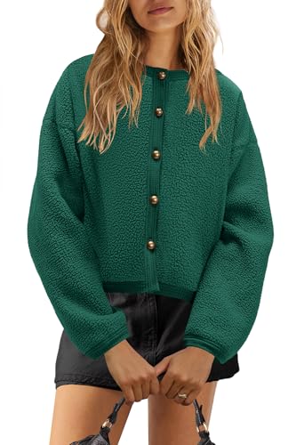 Image of Yanekop Womens Sherpa Jacket Button Down Fleece Winter Coat Fuzzy Jackets Chunky Cardigan Sweaters Open Knit Sweater