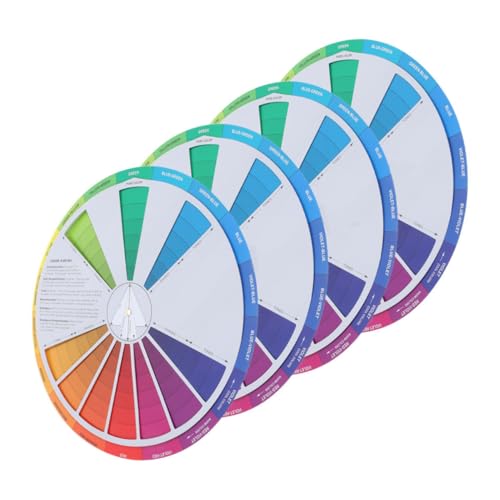 Veemoon 4pcs Wheel Paint Mixing Learning Tool Card Gradient Wheel for Artists Rotatable Learning Chart