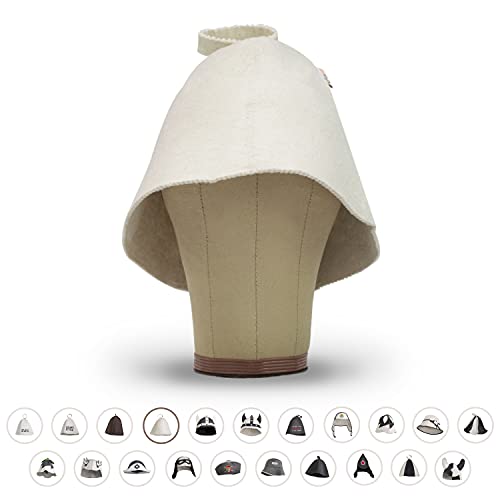 LoWell® Saunahut - Filzhut für Damen und Herren inkl. Sauna-Ratgeber - Ideales Sauna Zubehör für ein einzigartiges Wellness Erlebnis - Farbe weiß - Saunamütze Saunakappe