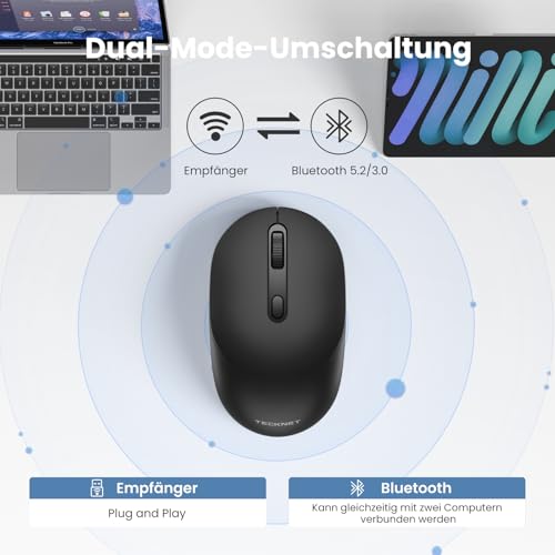 TECKNET Bluetooth Kabellose Maus (BT 5.0/3.0 + 2.4G) Wireless Mouse – Ansicht 2