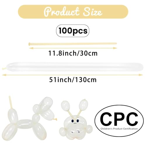 Image of 100Pcs Clear 260 Balloons, Long Balloon for Tying Balloon Arch, Long Skinny Clear Balloons for Twisting Ballons Animal balloons Birthday Party Wedding Festival Decorations