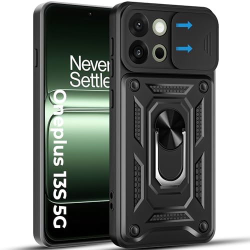 Image of A rtistque Armor Bumper Back Case Cover for OnePlus 13S | Stylish Ring Holder & Inbuilt Stand | Sliding Camera Cover | Shockproof TPU Protective Design | Oneplus 13s Back Cover - Black