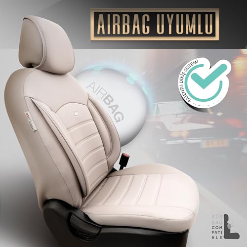 Otom Inspire Design Premium Deri Ekstra Destekli Universal Oto Koltuk Kılıfı Tam Set (Bej)