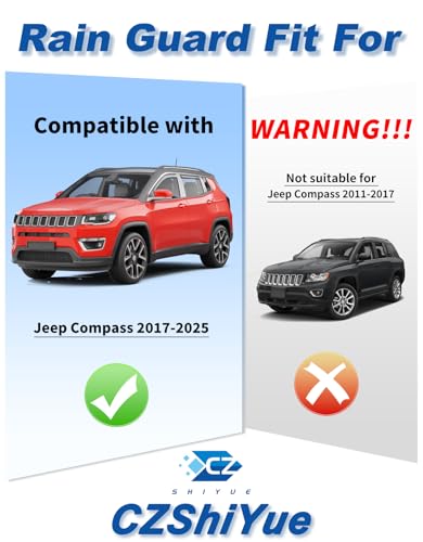 Image of in-Channel Rain Guard Fit for Jeep Compass 2017-2026 Extra-Thick Window Rain Guards Extra Durable Window Deflectors Window Vent Visors Vent Low-Profile Shades Exterior Car Accessories