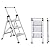 Xinsunho Retractable Handgrip 3 Step Ladder Safety Wide Pedal Step Stool Aluminum 300lbs Capacity Slim Design Ladder