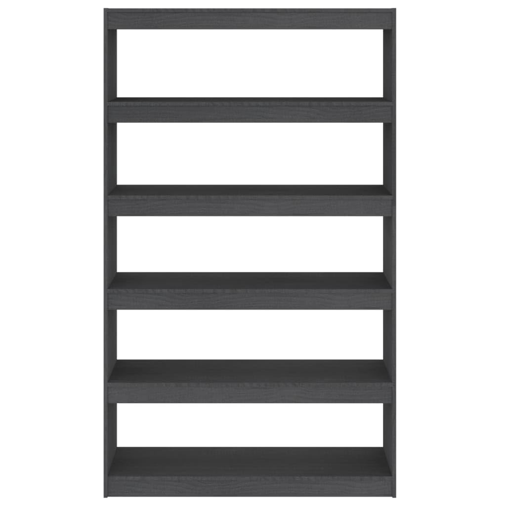 Libreria Divisorio Grigio Legno Massello Pino 100x30x167,5 cm | Scaffale autoportante a giorno multifunzione per soggiorno e studio, struttura stabile con capienti ripiani per libri.
