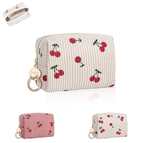 Mini Pochette Maquillage Femme en Velours Côtelé Petite Trousse Maquillage Filles Sac de Rangement à Cosmétique Rouge à Levre Vernis à Ongles Cadeau...