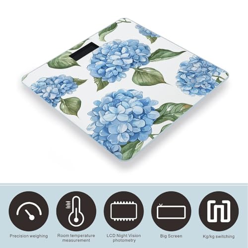 Báscula Digital para Baño con Diseño Hortensia Azul y Capacidad 400 lb miniatura 3