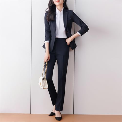 Women's 2 Piece Suit Lady One Button Business Work Office Slim Fit Blazer Jacket Pants Set3