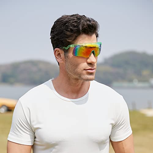 FEISEDY Sunglasses for Men and Women, Polarized Large Retro Rimless Glasses TR90 Frame for Baseball, Cycling, Sports B40734