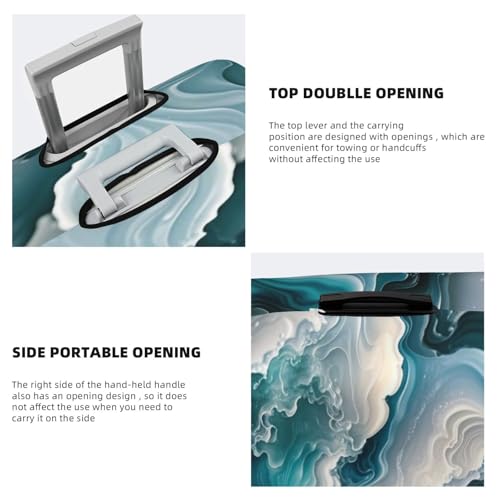 Ink Painting Jade Carvings Marble Texture Elastic Travel Luggage Covers Dustproof Scratch-Resistant Suitcase Protector Fit 22-24 Inch3