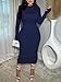 Uni Clau Womens Sexy Lace Dresses Long Sleeve See Through Bodycon Midi Dress 2 Piece Dress Set Birthday Date Night Outfit Navy Blue