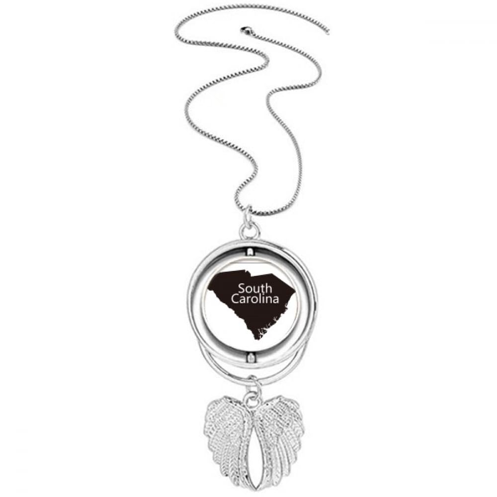 Collier carte du sud et ailes d'ange, le symbole d'une liberté éternelle - 4