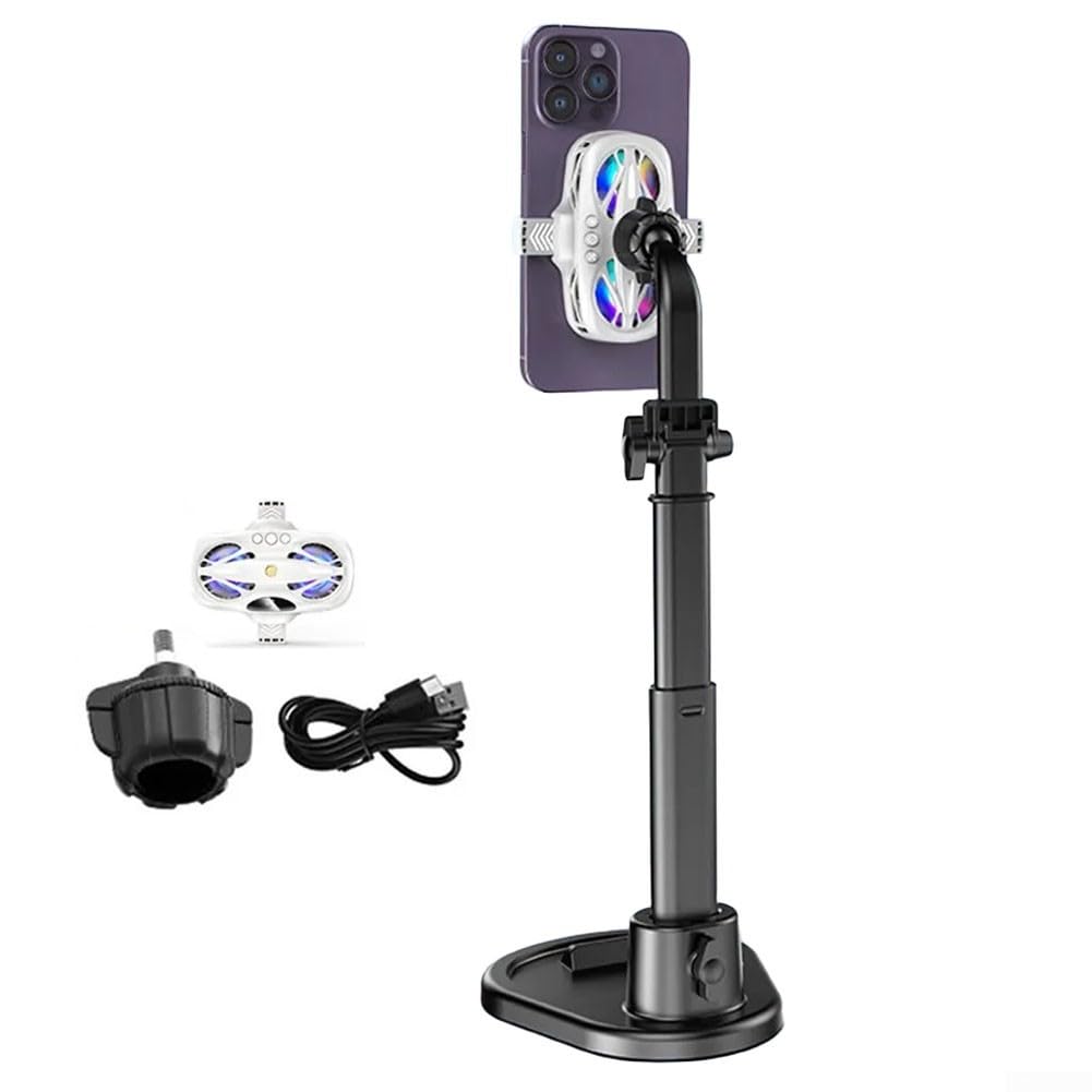 PETSTIBLE Handy-Kühler, hocheffizienter Handy-Kühler für Gamer: geräuscharm, mit Handyhalterung (schwarz)