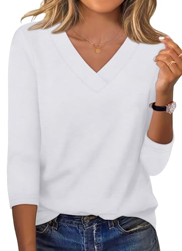 Image of XIEERDUO 3 /4 Length Sleeve Womens Tops V Neck T Shirts Summer Clothes Basic Blouses Dressy Casual 2026 Spring Outfits