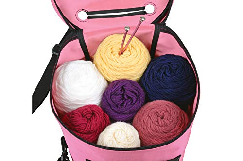 Image of ArtBin 6806SA Yarn Drum, Portable Knitting & Crochet Storage, [1] Poly Canvas Tote Bag, Pink