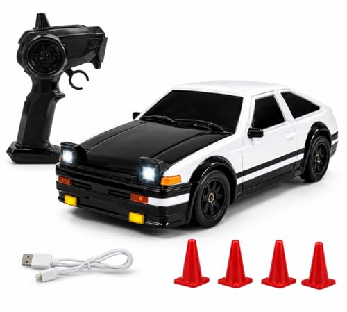 Image of Remote Control Sports Car & Off-Road SUV Toy for Kids, High Speed RC Racing with Wireless Remote, Realistic Lights & Premium Design Gift for Boys Girls (1:64 AE86)