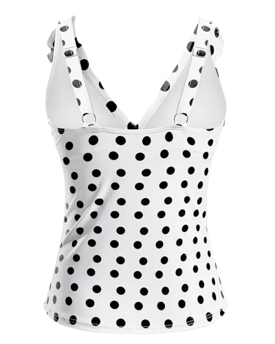 Image of Yonique Women's Tankini Top Only Tummy Control Bathing Suit Top Ruffle Swimsuit Top V Neck Swim Tank Top No Bottom