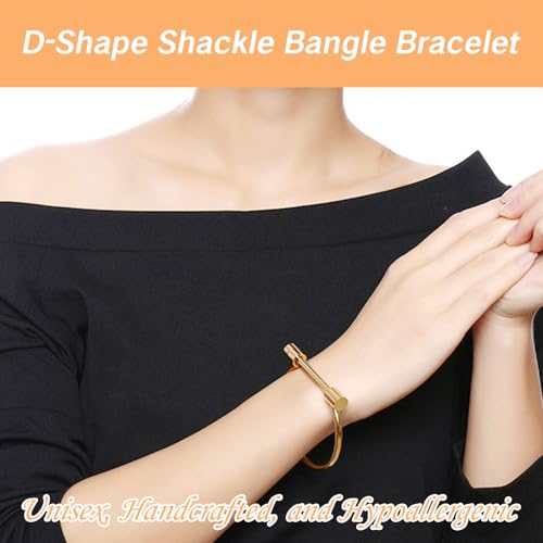 Screw Bracelet for Women Men Stylish Titanium Steel D Shape Bar Screw and Shackle Cuff Bangle BraceletLove Screwball Bar Bracelets in Unisex Design (Gold)2