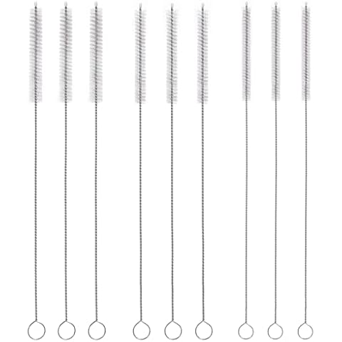 13in Straw Cleaner Brush, Extra Long, Bristles Wide(12+10+8mm), Straw Brush for Cleaning Drinking Straw, 40/30/20 oz Stanley Cup, Tubing, Pipe and Bottle (White/9PCS) Cover