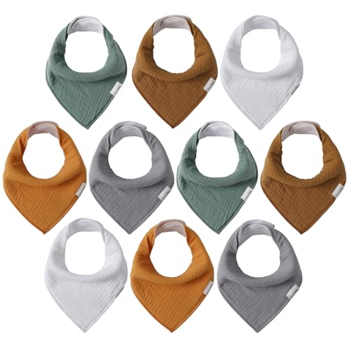 Image of Muslin Baby Bibs for Boys Girls,Baby Bibs for Teething and Drooling,Baby Drool Muslin Bibs,Newborn Bibs for Baby Boy Girl