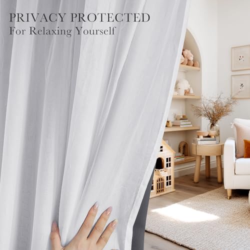 Image of PONY DANCE Double Layer Curtains, 52 by 84 inches, Grey, 2 PCs | 84 inches Long for Living Room Blackout Curtains & Drapes with White Crushed Voile for Bedoom