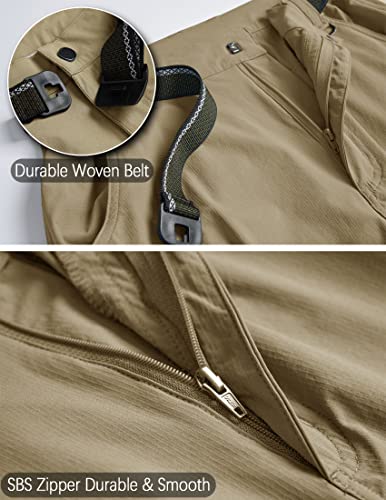 Men's Cargo Work Hiking Pants Lightweight Water Resistant Quick Dry Fishing Travel Camping Outdoor Breathable Multi Pockets Khaki L #TOP2
