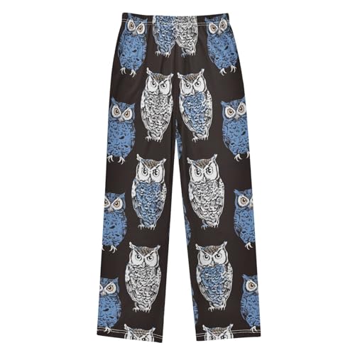 Owls Pattern Boys Long Pants Soft Trousers Elastic Waist Kids Lounge Bottoms with Pockets S-XL2