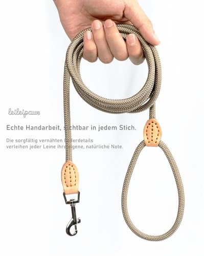 LeileiPaws Tauleine Hund – Nylon Hundeleine für kleine, mittelgroße & große Hunde – hundeleine leicht mit Schlaufe für kleinere Hunde, robuste Hundeleine große Hunde(Khaki, 2m x 0.8cm)