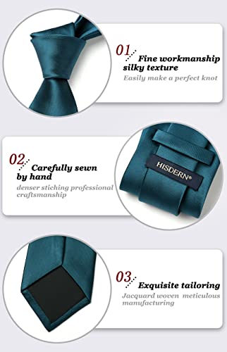 Image of HISDERN Mens Solid Color Ties Formal Satin Necktie and Pocket Square Set Classic Wedding Business Tie & Handkerchief