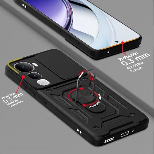 Image of AIBEX Back Cover for Vivo Y400 Pro 5G | D10 Tough Armor Case | Sliding Camera Shield | 360 Protection | Kickstand Ring Holder | Military-Grade Bumper Case