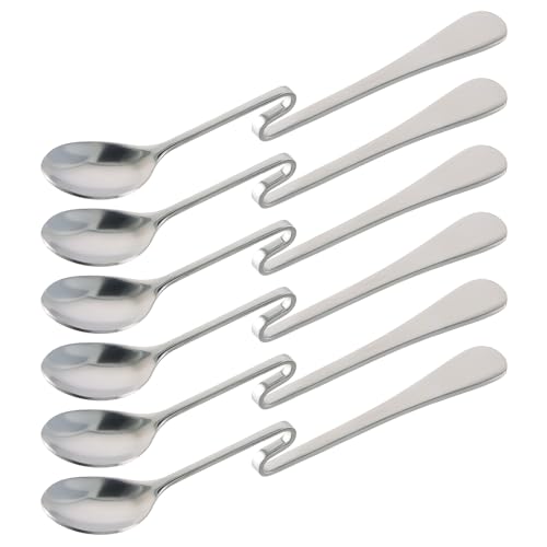 Lot de 6 Cuillères à Café en Acier Inoxydable - Long Manche 16,5cm à Dessert Polie - Longue pour Cocktails, Café, Glaces, Thé, Desserts