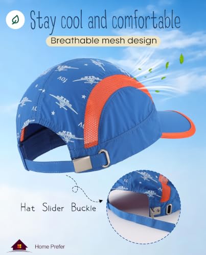Image of Home Prefer Kids Lightweight Quick Drying Sun Hat Airy Mesh UV Protection Caps Boys Girls UPF50 Baseball Caps Run Beach Water