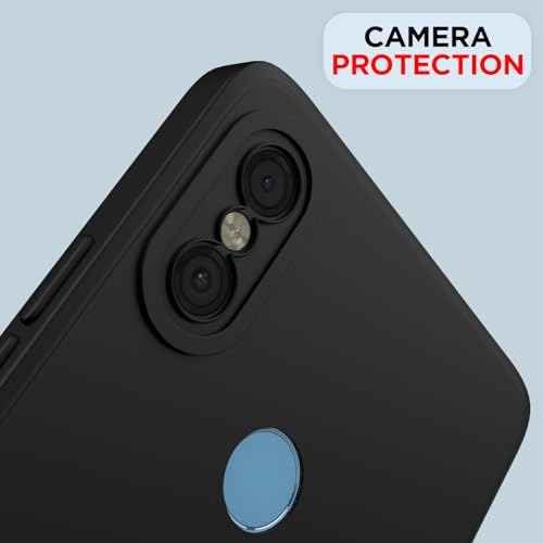 Image of Outlouders Back Cover for Redmi Note 6 Pro | Camera Protection | Durable Soft Matte Silicone Bumper Case (Black)