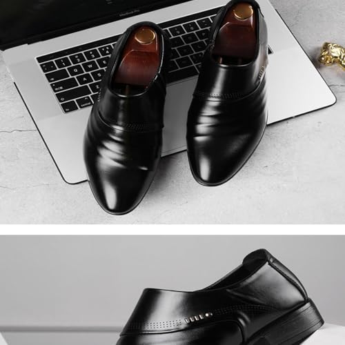 Men's Oxford Leather Dress Shoes Slip-on Pointed-Toe Derby Shoes are Classic Formal Business Men's Black Dress Shoes3