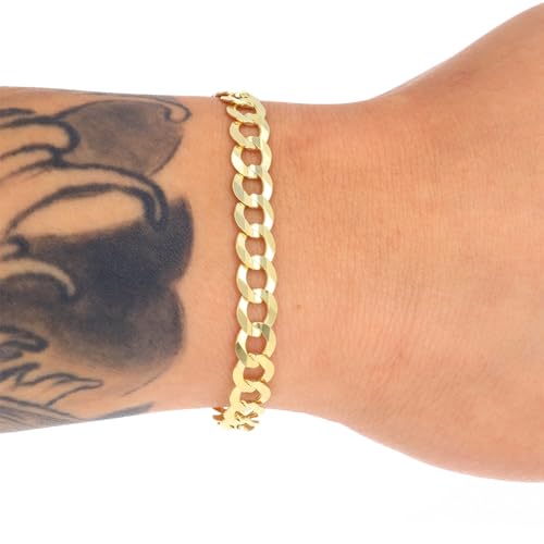 Nuragold NG10YCBS180-7 10K Yellow Gold 7Mm Solid Cuban Curb Link Chain Bracelet thumb #1